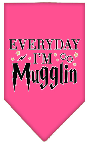 Everyday I'm Mugglin Screen Print Bandana Bright Pink Small